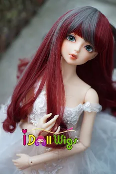 1/3 1/4 1/6 нов стил Bjd SD кукла перука висока температура тел дългата мода сребърен и червен смесени къдрава коса BJD Super Dollfile перука
