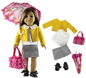 18-инчов стоп-моушън облекло, оборудване, облекло+за обувки+чанта+чадър+точки за 18-инчовата кукольной много дрехи за избор,18-цолови аксесоари за кукли 7030