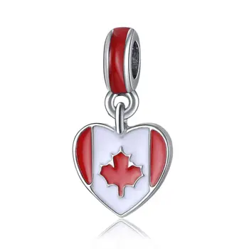20 бр/лот мода сребро Канада знамена сърцето дизайн метални сплави Чар гривна, колие производство на бижута направи си САМ аксесоар PED148 18