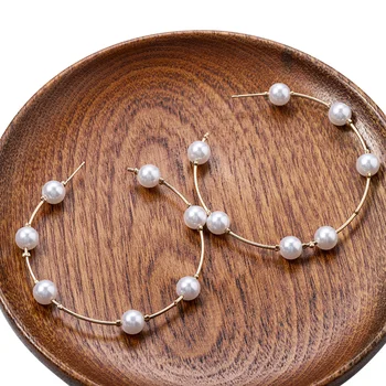 2020 Нова мода Vintage Circle pearl висулка жени ретро голям кръг обръч обеци за жени, бижута, аксесоари, подаръци за момичета 1551