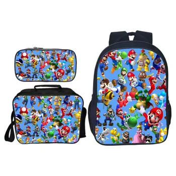 3 бр./компл. горещи продажба аниме Супер Марио училищни чанти за момчета момичета мода карикатура деца рамо раница деца Bookbag набор от подаръци 29559