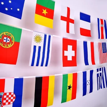 32 хартата струнен флаг страни по целия свят Флаг нации световното първенство 32 отбора на Олимпийските игри окачени знамена