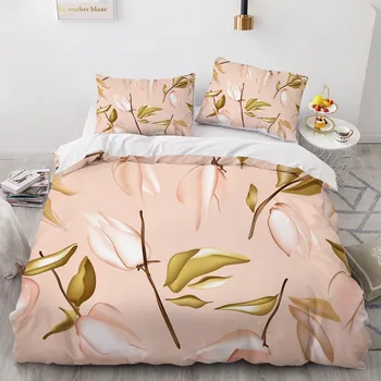 3D спално бельо, пухени комплекти, завивки калъфки Шамс спално бельо, комплекти легла двойна единична минималистичен цвете, домашен текстил 3463