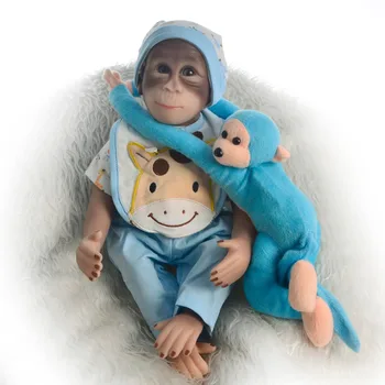 46 см силиконови мадами подмладена кукли ръце прегръщат плюшено животно за нейната племенница реалистична Жива маймуна Бебе bebe Bonecas Rebron подарък за деца 16825