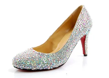 8 см тънък ток диаманти през цялата чорап планински кристал сватбени обувки на бала вечерна рокля жени дама сватбени обувки горещи продажба 2798