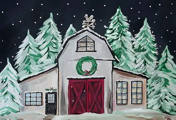 Avezano Весела Коледа Backdrops Winter Omletoe Wreath Pine House Night Photography Background Photo Studio Decor Photocall 4866