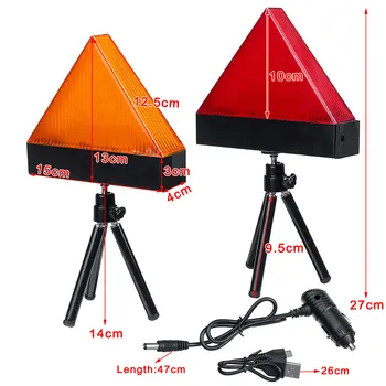 Car LED Warning Triangle Strobe Lights with Tripod Portable Rechargeable Road Safety Спешно Security Flash IP65 Waterproof 617
