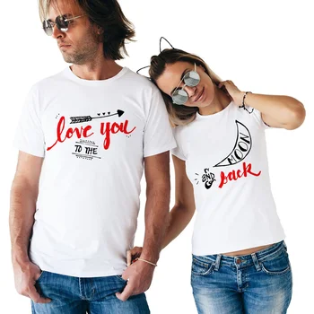 Love You To the Moon and Back Couple T-Shirt Couple T Тениски for Lovers 2018 Casual Matching Couple Clothes Valentine ' s Top Tees 1212