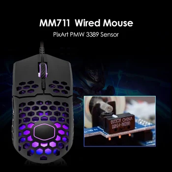 MM711 USB жичен детска мишка с PMW 3389 сензор 16000DPI регулируем RGB Honeycomb Gamer оптична мишка мишка за настолен лаптоп 815