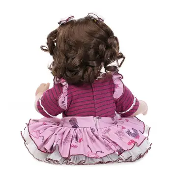 NPK soft bonecas Reborn Silicone Baby Doll бебе детски играчки с лилаво рокля 52 см прекрасна принцеса baby doll girls gift 12208