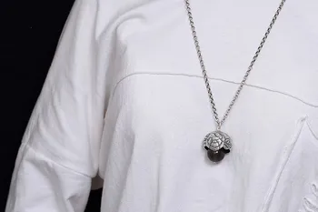 S990 чисто сребро корейската версия на божур сив или звънец сребро ретро дълъг пуловер верига жена с висулка 166417