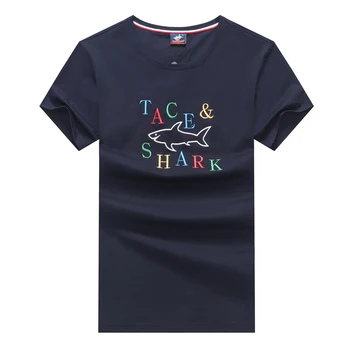 TACE&SHARK мъжка тениска в памучна риза с къс ръкав 2020 лято новият o-образно деколте комфорт мода бродерия качеството на M-3XL безплатна доставка 741