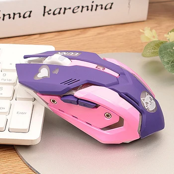 USB безжична детска мишката здрава професионална мишката 2400 dpi цветна подсветка тиха мишка за лаптоп LoL PUBG+ 6418