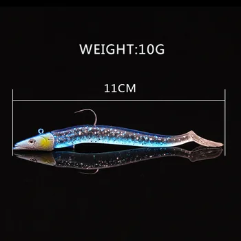 WELLSHR 5PCS/bag 11cm 10g lead jig Head Single Soft Hook Baitwobler LureSinking Jigging Sea Fishing Peche Pesca Fish Tackle
