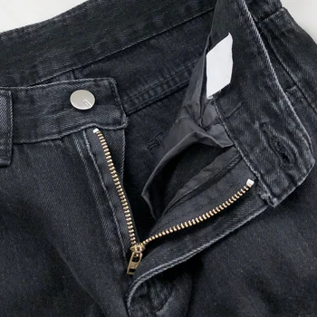 Yeeloca Spring Vintage Basic Washed Black Jeans Дамски Ежедневни Свободни Панталони С Висока Талия Корейски Прости Прави Дънки 1192