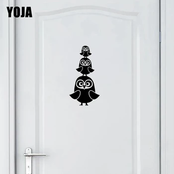 YOJA 12.9*25CM Baby Owl Bird Nursery Cool Kids Room Decor Door Decor Decal Black Wall Sticker D2-0125