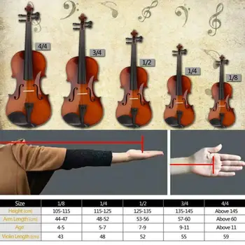 Акустична Цигулка 3/4 Пълен размер с корпус лук colophony натурален