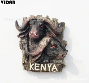 Видар Кения Африка, Танзания Дивата главата на бика Зебра творчески 3D Магнит смола Магнит за хладилник 4570