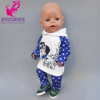 Деним пола и ивица къса тениска за 18 инчови кукли dress sets Baby girl gift Children practice dress up 6314