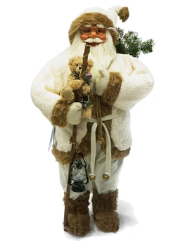 Дядо Коледа в бяло палто с мече