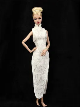 Елегантна бяла Qipao да обличам украшение комплект за Барби 1/6 30 см BJD FR кукла облекло, аксесоари играе къщата с превръзка на играчки подарък 5446