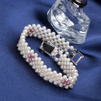 Естествени сладководни перли гривна жени бижута,бели перли, висулки, гривни 925 сребърни бижута, сватбен подарък 3650