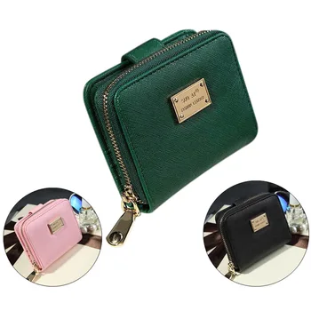 Жените изкуствена кожа кратък портфейла карти на притежателя на малка чанта с цип на чантата нова