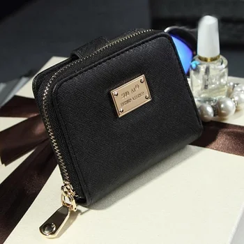 Жените изкуствена кожа кратък портфейла карти на притежателя на малка чанта с цип на чантата нова