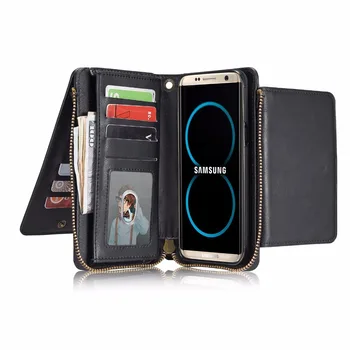 За Samsung Samsung galaxy S8 S9 Plus S7 edge 2 в 1 Мултифункционален портфейл в джоба джоб за карти калъф за Samsung Note 8 9 чанта с цип 4756