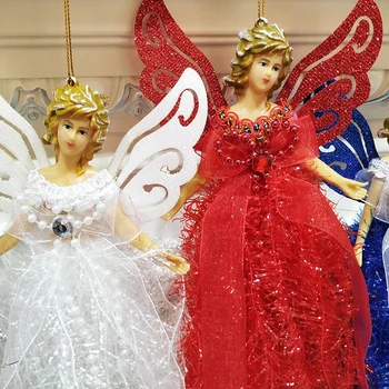 Коледни висулки Ангел кукли с блестящи крила декоративни висящи фигурки украса на празнични украси ангел кукла 5188