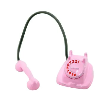 Кухненски ретро настолен телефон модел телефон с превръщането циферблат 1:6 1:12 миниатюрни Куклена къща декор на аксесоари САМ Y4QA 2631