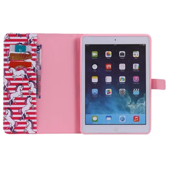 Луксозна кон печат кожена магнитен флип портфейла Tablet Case Cover Корпуса Shell Skin Funda стойка за iPad Air 1 iPad 5 (9,7 инча)