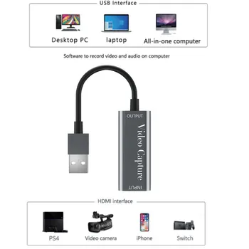 Мини Video Capture Card USB 2.0 HDMI Видео Grabber Box Recorder за PS4 Game DVD Камери HD Camera Recording Live Streaming 4787