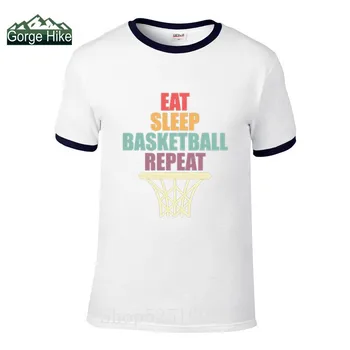 Мъжка Мода с къс ръкав световно известен hoopman star T Shirt памук eat sleep баскетбол repeat T Shirt Смешни Schools Gift 600