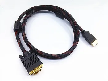 Нов VGA HDMI GOLD MALE TO VGA HD-15 мъжки кабел 1.5 м 1080P HDMI-VGA M/M 8371