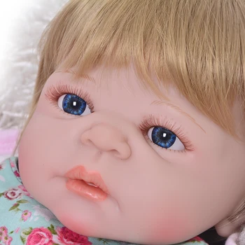 Нова сладко момиче baby reborn силиконови кукли, реалистични кукли reborn детски играчки красива руса коса кукли 55 см за деца на почивка