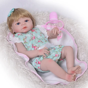 Нова сладко момиче baby reborn силиконови кукли, реалистични кукли reborn детски играчки красива руса коса кукли 55 см за деца на почивка