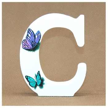 Отгледа 10х10 см дървени букви декоративни 3D пеперуда азбука думата дърво писмо от името на дизайн, изкуство, занаяти ръчно изработени сватбени направи си САМ 7677