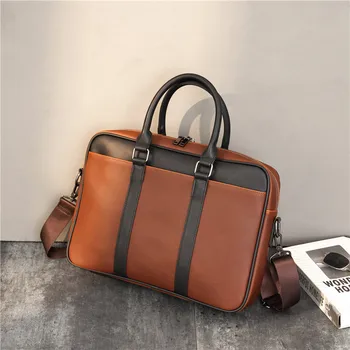 Просто бизнес мъжки портфейл, чанта изкуствена кожа чанта за лаптоп мода случайни чанта за рамо черна офис портфейл мъжки нова 27545