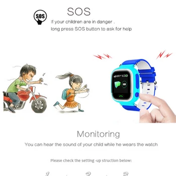 Ръчен часовник GPS Q90 Child Smart Watch Phone Position Children Watch 1.22 inch Color LCD Touch Screen, WIFI SOS Smart Baby Watch
