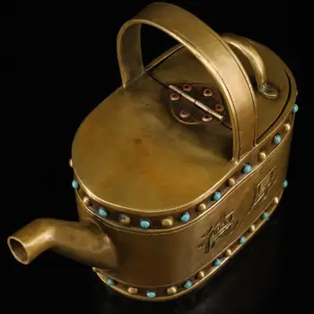 сватбена украса тибетски старинни бронзови изделия са изработени ръчно с вградени ръчно скъпоценни камъни и расписываются почерка на чайника