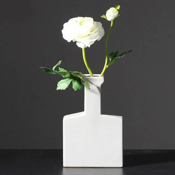 Скандинавски стил с Модерна лекота Моранди цвят керамични геометрична ваза за цветя творчески занаяти меки украшения за дома интериор LC