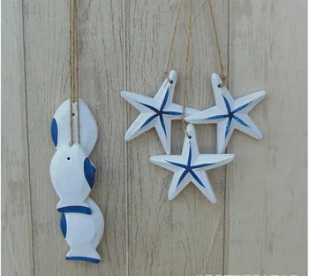 Средиземноморската Морска звезда Риба морски декор виси малък украсяват занаяти дървена риба/украсен с висулка морска декорация на дома 2814