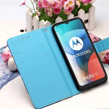 Цветна Флип Портфейл Кожен Калъф За Motorola Moto E7 Case 6.5