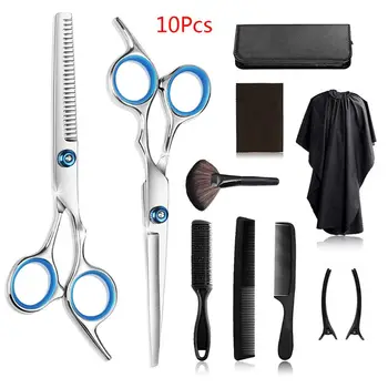 10шт ножици за коса 6 инча фризьорски салон фризьорски салон рязане Професионален комплект ножици 6345