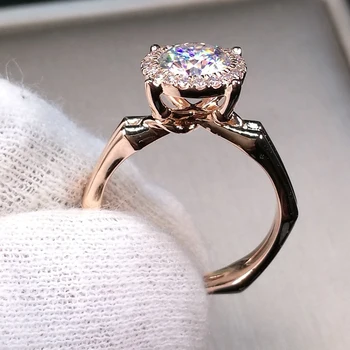 18K 750Au злато муассанит диамантен пръстен D цвят VVS с национален сертификат MO-H001H14 288