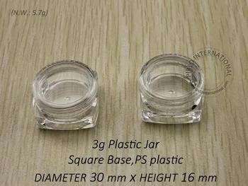 200pcs 3g е козметична опаковка крем пластмасов буркан с капак контейнери за проби гърне кутия за лак за нокти, блясък на прах изкуство комплект 1394