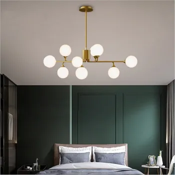 2020 New LED All Copper Nordic Living Room полилей модерен минималистичен лампи двигател светлина луксозна къща с трапезария и спалня лампа 4753
