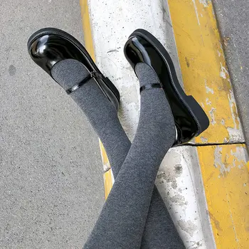 2020 г., Новата колекция пролет-есен Ежедневни обувки мед-ток Мери Джейн обувки Секси дебели токчета на платформа от естествена кожа помпи черен Размер 40