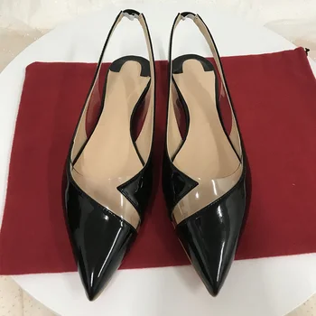 Baotou сандали дамски лачена кожа професионална работна обувки 2020 есенна мода Жокер каишка от прозрачен плоска подметка 8214